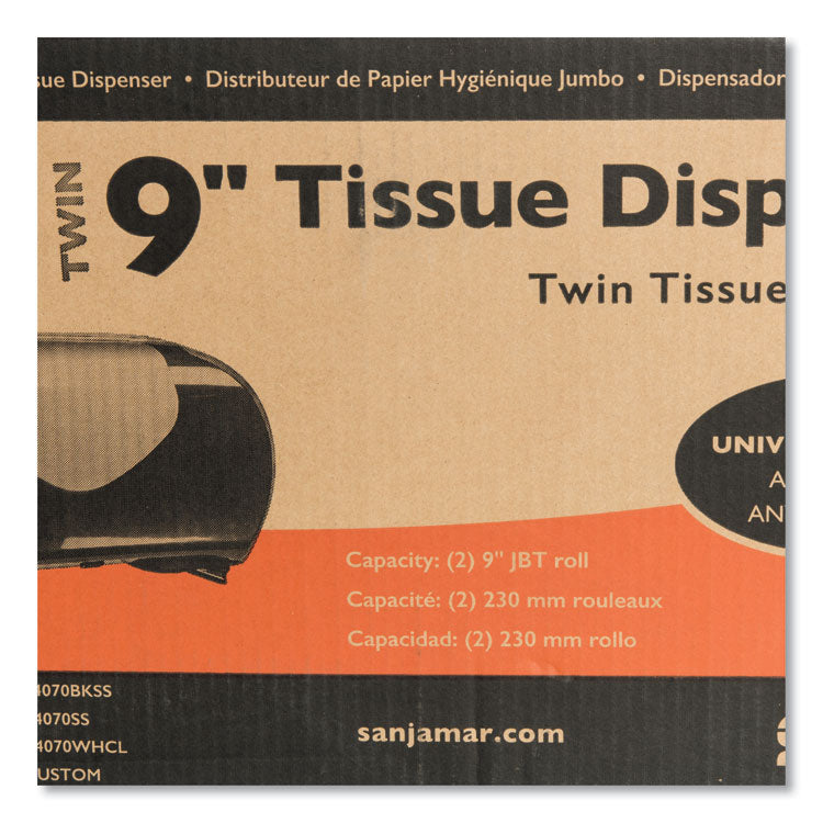 Twin 9" Jumbo Bath Tissue Dispenser, Summit, 19.25 x 6 x 12.25, Faux Stainless Steel