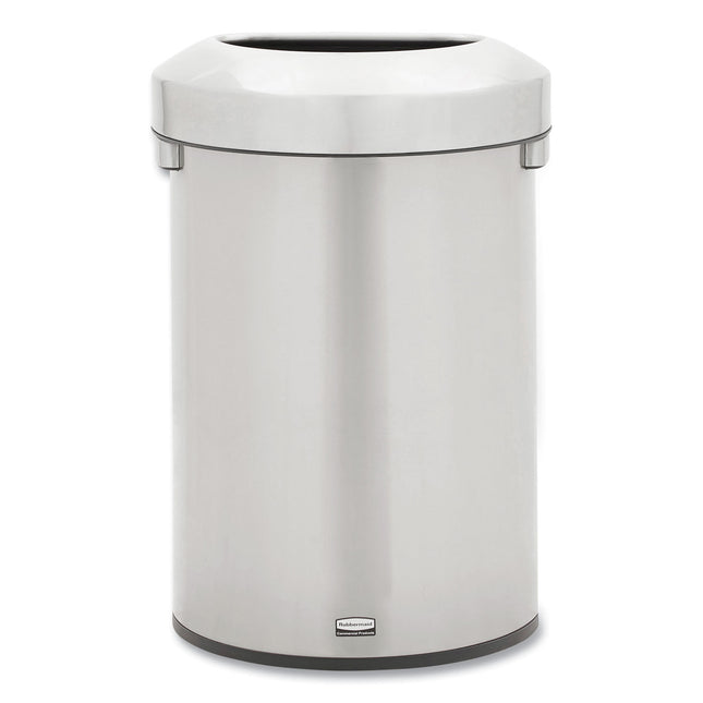 Refine Series Half Round Waste Receptacle, 16 gal, Plastic/Stainless Steel
