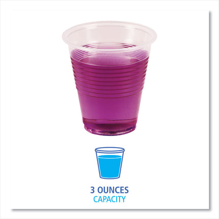Translucent Plastic Cold Cups, 3 oz, 125/Sleeve, 20 Sleeves/Carton