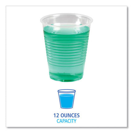 Translucent Plastic Cold Cups, 12 oz, 50/Sleeve, 20 Sleeves/Carton