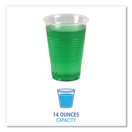 Translucent Plastic Cold Cups, 14 oz, 50/Sleeve, 20 Sleeves/Carton