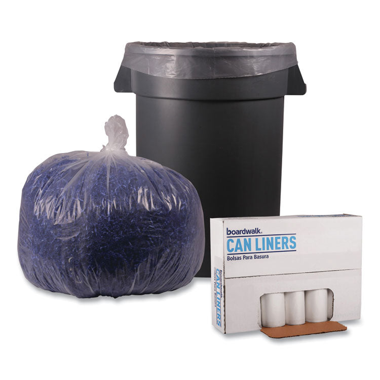 Recycled Low-Density Polyethylene Can Liners, 33 gal, 1.4 mil, 33" x 39", Clear, Perforated, 10 Bags/Roll, 10 Rolls/Carton