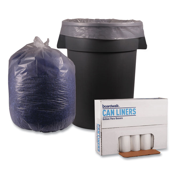 Recycled Low-Density Polyethylene Can Liners, 60 gal, 1.1 mil, 38" x 58", Clear, Perforated, 10 Bags/Roll, 10 Rolls/Carton