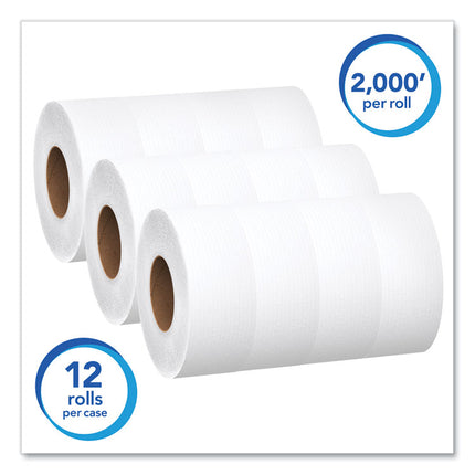 Essential JRT Jumbo Roll Bathroom Tissue, Septic Safe, 1-Ply, White, 3.55" x 2,000 ft, 12 Rolls/Carton