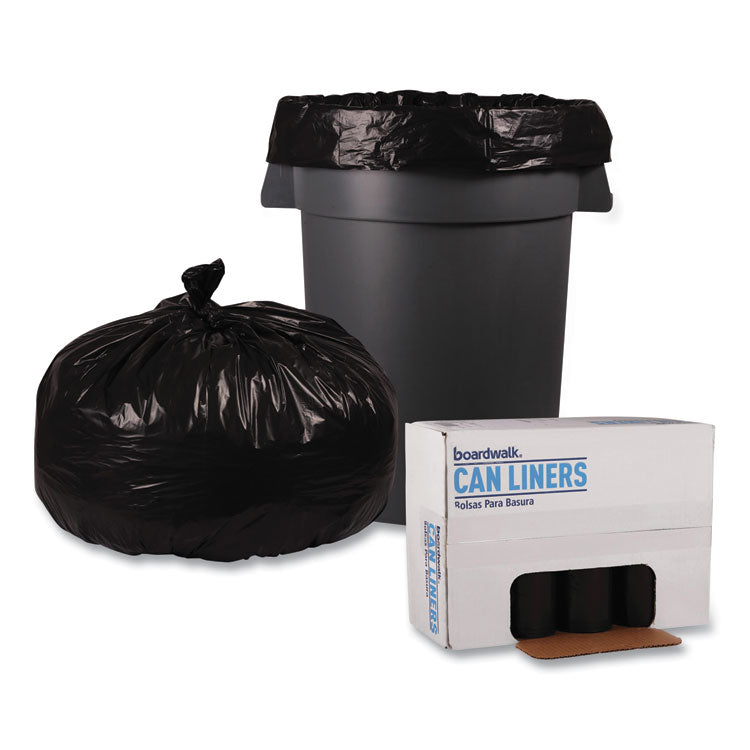 Recycled Low-Density Polyethylene Can Liners, 60 gal, 1.6 mil, 38" x 58", Black, Perforated, 10 Bags/Roll, 10 Rolls/Carton