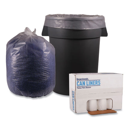Recycled Low-Density Polyethylene Can Liners, 60 gal, 1.4 mil, 38" x 58", Clear, Perforated, 10 Bags/Roll, 10 Rolls/Carton