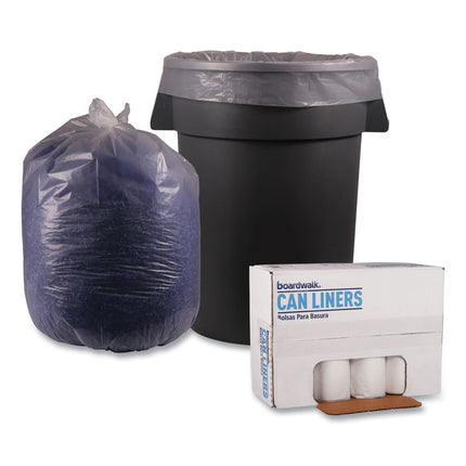 Recycled Low-Density Polyethylene Can Liners, 56 gal, 1.4 mil, 43" x 47", Clear, Perforated, 10 Bags/Roll, 10 Rolls/Carton