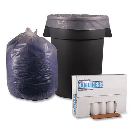 Recycled Low-Density Polyethylene Can Liners, 56 gal, 1.1 mil, 43" x 47", Clear, Perforated, 10 Bags/Roll, 10 Rolls/Carton