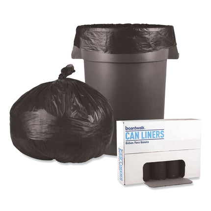Low-Density Waste Can Liners, 56 gal, 0.6 mil, 43" x 47", Black, Perforated Roll, 25 Bags/Roll, 4 Rolls/Carton