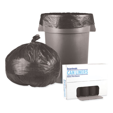 Low-Density Waste Can Liners, 45 gal, 0.6 mil, 40" x 46", Black, Perforated Roll, 25 Bags/Roll, 4 Rolls/Carton