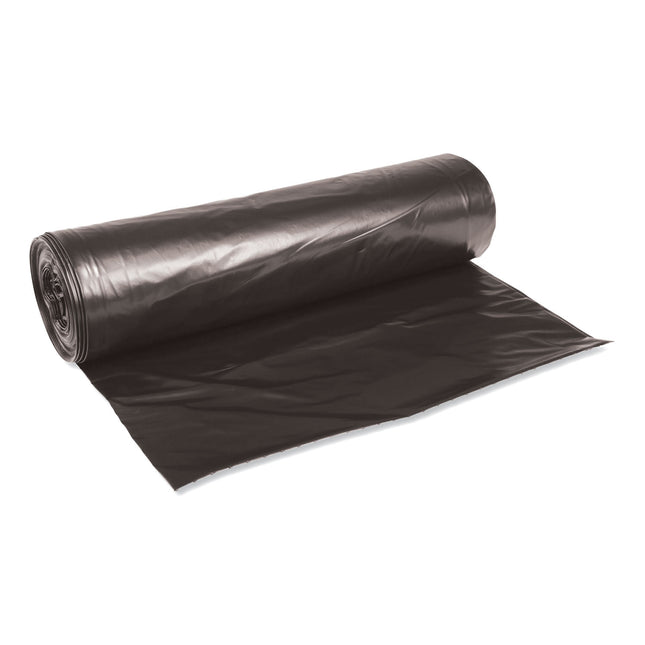 Low-Density Waste Can Liners, 45 gal, 0.6 mil, 40" x 46", Black, Perforated Roll, 25 Bags/Roll, 4 Rolls/Carton