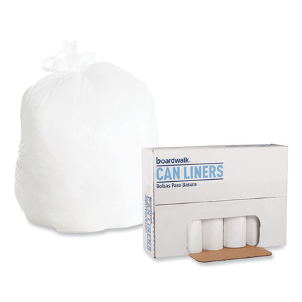 Low-Density Waste Can Liners, 30 gal, 0.6 mil, 30" x 36", White, Perforated Roll, 25 Bags/Roll, 8 Rolls/Carton