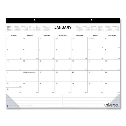 Desk Pad Calendar, 22 x 17, White Sheets, Black Binding, Clear Corners, 12-Month (Jan to Dec): 2025
