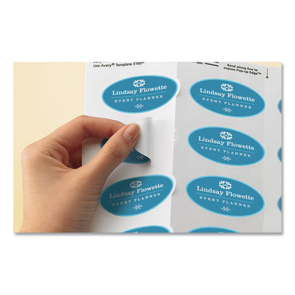 Oval Print-To-The-Edge Labels, 1.5 X 2.5, White, 18/sheet, 15 Sheets/pack