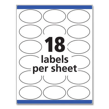 Oval Print-To-The-Edge Labels, 1.5 X 2.5, White, 18/sheet, 15 Sheets/pack