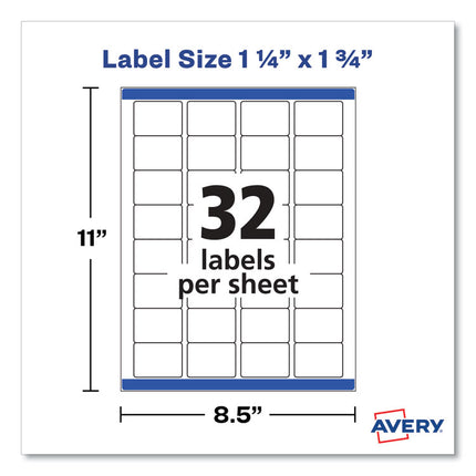 Removable Durable White Rectangle Labels w/ Sure Feed, 1.25 x 1.75, 256/PK