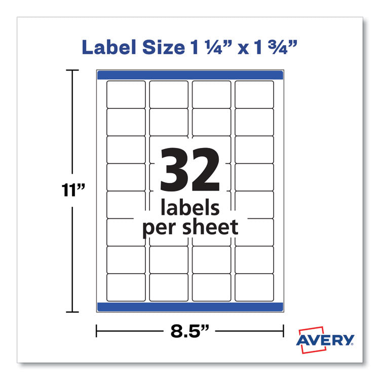 Removable Durable White Rectangle Labels w/ Sure Feed, 1.25 x 1.75, 256/PK