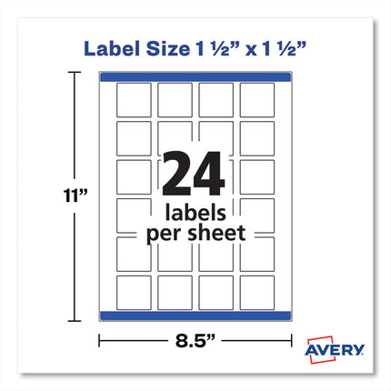 Square Labels with Sure Feed and TrueBlock, 1.5 x 1.5, White, 600/Pack