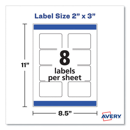Print-To-The-Edge Labels With Sure Feed And Easy Peel, 2 X 3, Glossy Clear, 80/pack