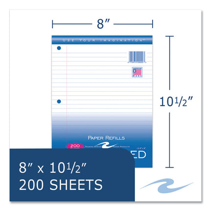 Notebook Filler Paper, 3-Hole, 8 X 10.5, Wide/legal Rule, 200/pack