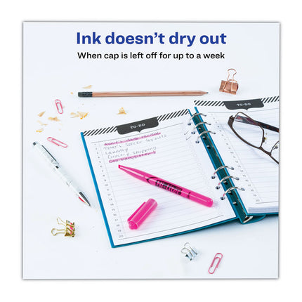 Hi-Liter Pen-Style Highlighters, Fluorescent Pink Ink, Chisel Tip, Pink/black Barrel, Dozen
