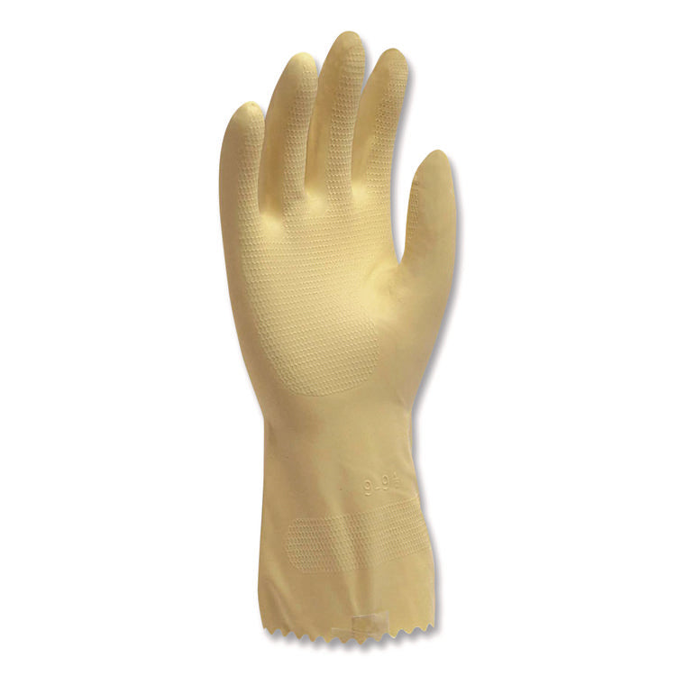 PRO L6500 SERIES FLOCK-LINED LATEX GLOVES, 12" LONG, 15 MIL, MEDIUM, YELLOW, 12 PAIRS