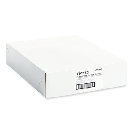 Deluxe Tyvek Expansion Envelopes, Open-Side, 2" Capacity, #13 1/2, Square Flap, Self-Adhesive Closure, 10 x 13, White, 100/BX