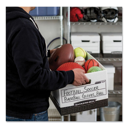 R-Kive Heavy-Duty Storage Boxes, Letter/legal Files, 12.75" X 16.5" X 10.38", White/black, 12/carton