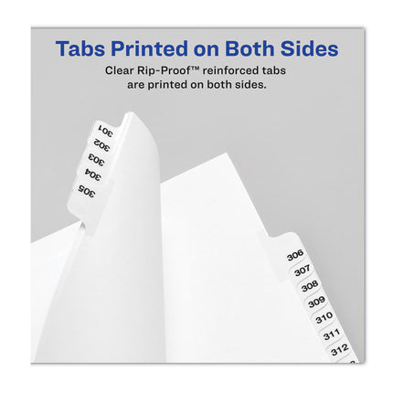 Preprinted Legal Exhibit Side Tab Index Dividers, Avery Style, 25-Tab, 151 To 175, 11 X 8.5, White, 1 Set, (1336)