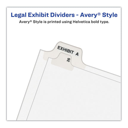 Preprinted Legal Exhibit Side Tab Index Dividers, Avery Style, 25-Tab, 201 To 225, 11 X 8.5, White, 1 Set, (1338)