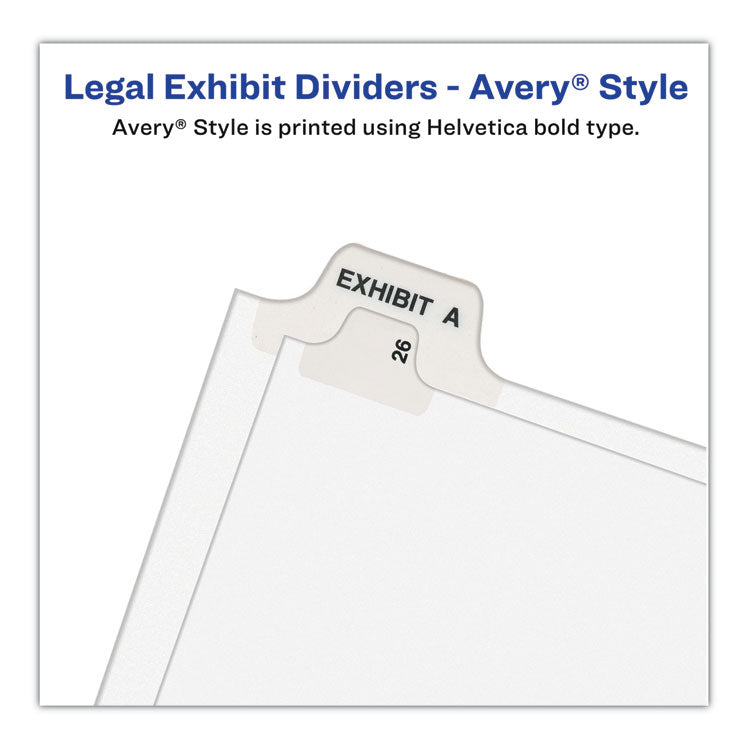Preprinted Legal Exhibit Side Tab Index Dividers, Avery Style, 10-Tab, 13, 11 X 8.5, White, 25/pack