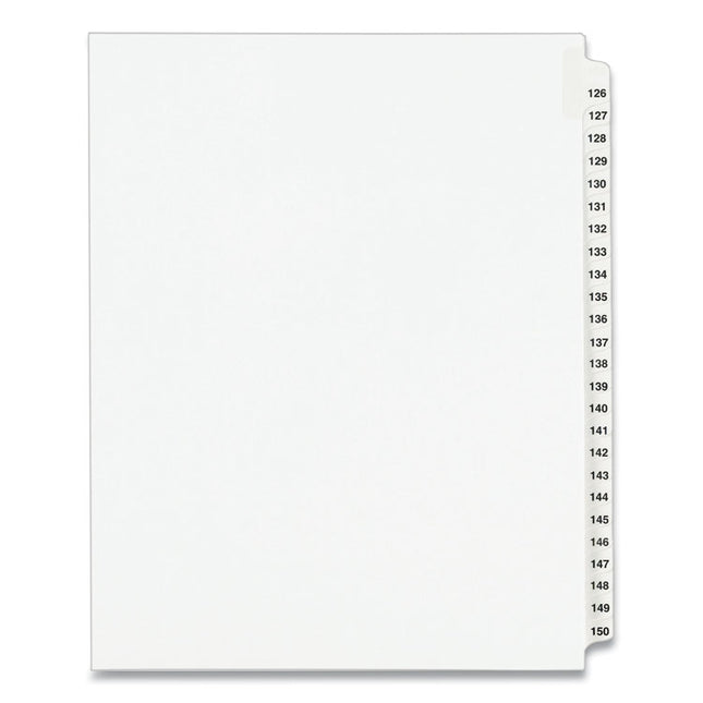 Preprinted Legal Exhibit Side Tab Index Dividers, Avery Style, 25-Tab, 126 To 150, 11 X 8.5, White, 1 Set, (1335)