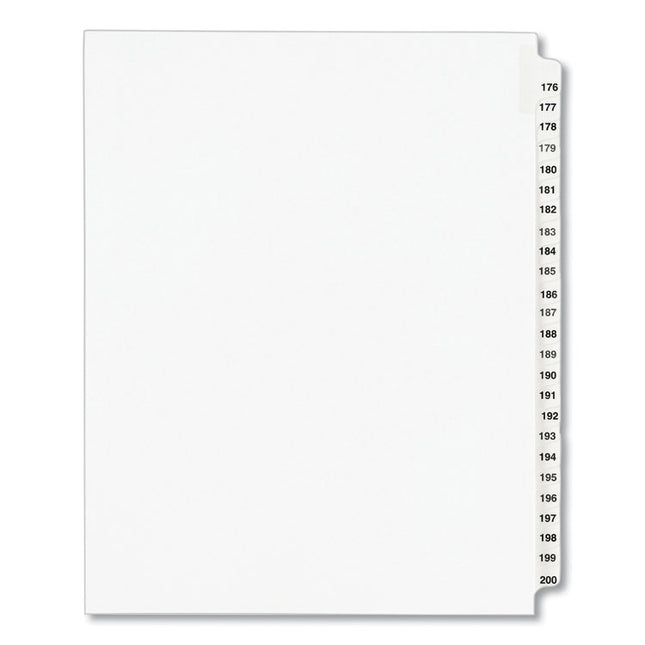 Preprinted Legal Exhibit Side Tab Index Dividers, Avery Style, 25-Tab, 176 To 200, 11 X 8.5, White, 1 Set, (1337)