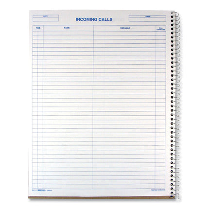 Wirebound Call Register, One-Part (No Copies), 11 x 8.5, 100 Forms Total