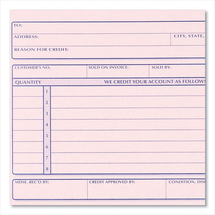 Credit Memo Book, Three-Part Carbonless, 5.5 x 7.88, 50 Forms Total