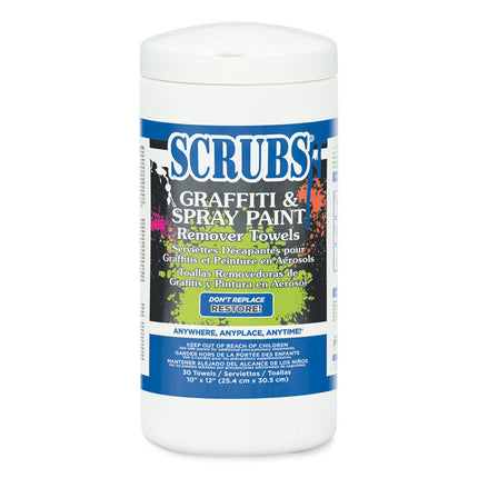 Graffiti and Paint Remover Towels, Citrus, 10 x 12, Neutral Scent, Orange on White, 30/Canister, 6 Canisters/Carton