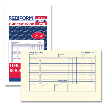 Daily Employee Time Cards, Two Sides, 4.25 X 7, 100/pad