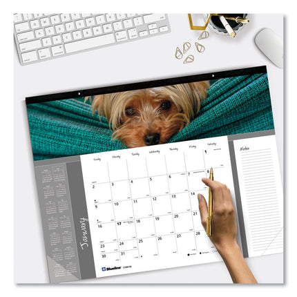 Pets Collection Monthly Desk Pad, Puppies Photography, 22 x 17, Black Binding, Clear Corners, 12-Month (Jan to Dec): 2025