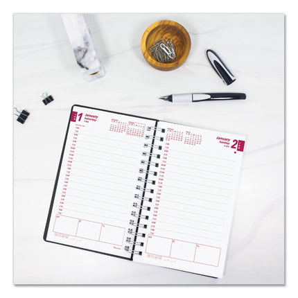 DuraFlex Daily Planner, 8 x 5, Black Cover, 12-Month (Jan to Dec): 2025