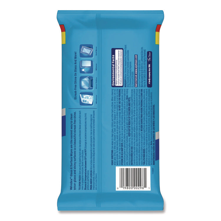 Glass and Surface Wet Wipe, Cloth, 7 x 8, Unscented, White, 38/Pack, 12 Packs/Carton