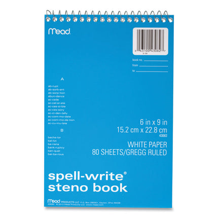 Spell-Write Wirebound Steno Pad, Gregg Rule, Randomly Assorted Cover Colors, 80 White 6 X 9 Sheets