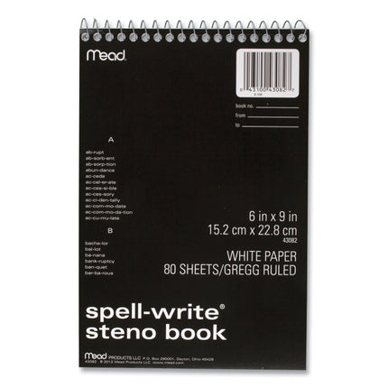 Spell-Write Wirebound Steno Pad, Gregg Rule, Randomly Assorted Cover Colors, 80 White 6 X 9 Sheets