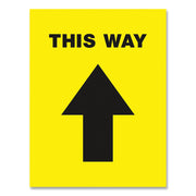 Social Distancing Floor Decals, 8.5 X 11, This Way, Yellow Face, Black Graphics, 5/pack