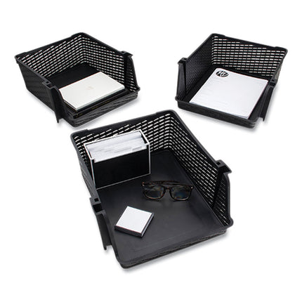 Nest and Stack Open Lid Storage Bin, 13.5" x 15" x 8.5", Black, 3/Pack