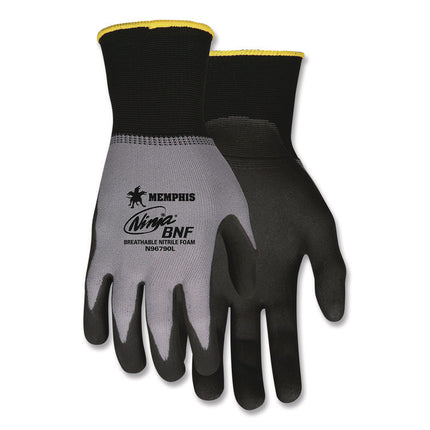 Ninja Nitrile Coating Nylon/spandex Gloves, Black/gray, X-Large, Dozen