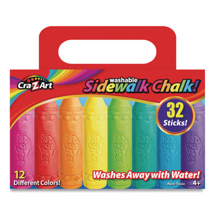 Washable Sidewalk Chalk, 12 Assorted Colors, 32 Sticks/box