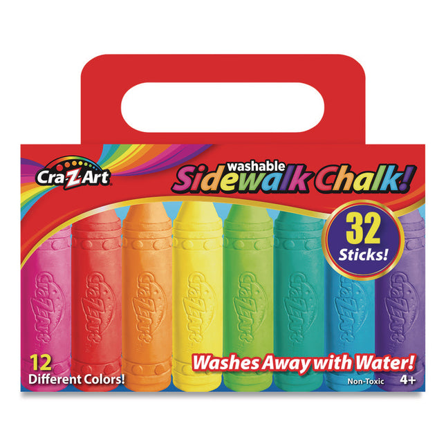Washable Sidewalk Chalk, 12 Assorted Colors, 32 Sticks/box