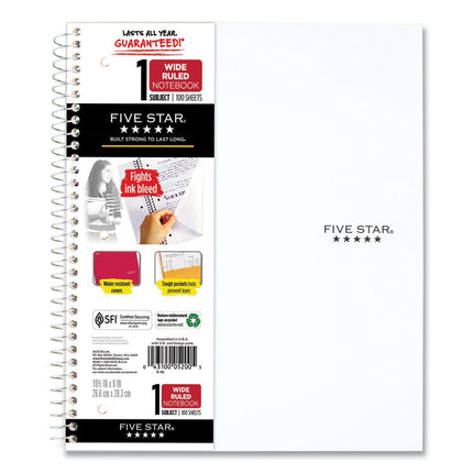 Wirebound Notebook, 1-Subject, Wide/Legal Rule, Randomly Assorted Cover Color (Set 5), (100) 10.5 x 8 Sheets