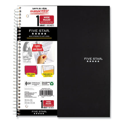 Wirebound Notebook, 1-Subject, Wide/Legal Rule, Randomly Assorted Cover Color (Set 5), (100) 10.5 x 8 Sheets