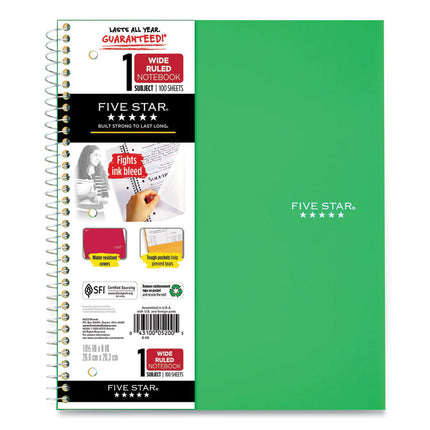 Wirebound Notebook, 1-Subject, Wide/Legal Rule, Randomly Assorted Cover Color (Set 5), (100) 10.5 x 8 Sheets